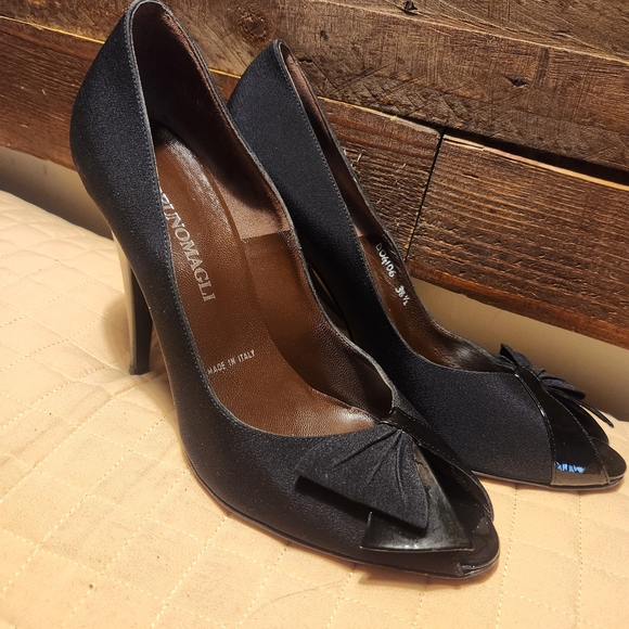 Bruno Magli Black Peep-Toe Heels - Picture 5 of 12